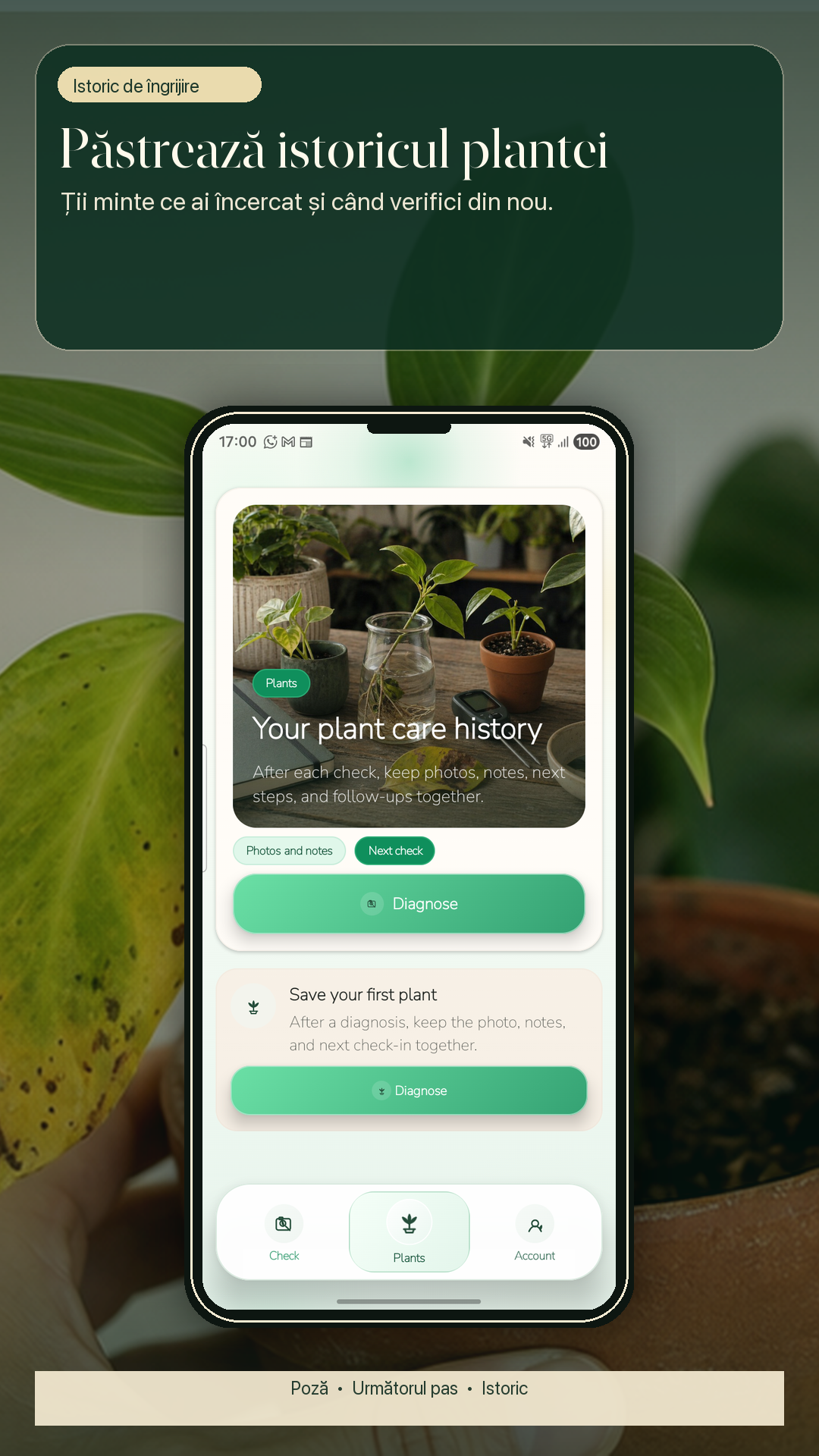 Ecranul cu plante salvate GospodApp